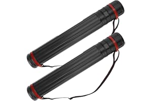 DEWEL Rouleau de Transport Télescopique A1 (45-75 cm) – Lot de 2, Tube de Transport pour Posters avec Sangle Réglable, Carquois pour Affiches, Images et Paperboard, Plastique Résistant, 2 Pièce