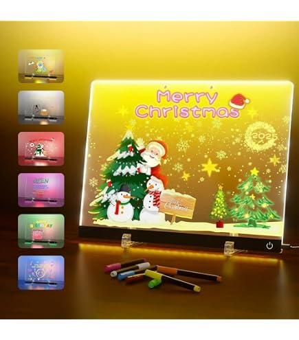 LED Notiztafel Mit 7 Farben & 4 Modi – 35x25 Cm, Acryl, Mit Ständer & Stiften