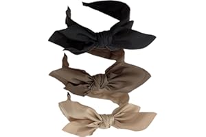HUANMAYE 3PCS Headbands for Women's Hair Boho Wrap Tie Fashion Hairbands Elastic Twist Hair Scarf Pretty Bow Tie Hair Bands Wide Alice Hair Bands for Women