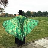Chiffon Schal, Canvalite Schmetterling Pfau Flügel Damen Mädchen Schal mit Kordelzug Fee Nymphe Pixie Cosplay Kostüm, weich, 197*125cm für Karneval Feier Strand Freizeit - 