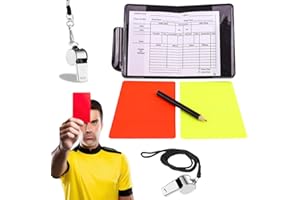 FENQURO Cartes d'Arbitre de Football, 2 Sifflet Arbitre, Cartons Jaune et Rouge Carton Arbitre Set Carton Arbitre Kit avec Carte d‘Arbitrage Crayon pour le Jeu de Football Basketball Sport Scolaire
