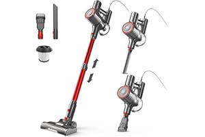 YISORA Aspirapolvere con Filo, Scopa Elettrica con filo 6 in 1 Aspirapolvere e Aspira Briciole, 23kPa 600 W, Lunghezza Cavo 6m, Senza sacco, per Pavimenti duri, tappeti, peli di Animali Domestici (I8