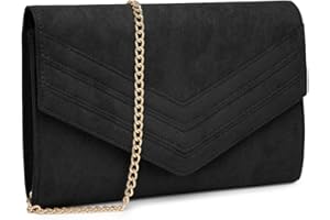 Miss Lulu Clutch Damen, Elegante Envelope Pochette, Vegan Wildleder Handtasche Klein Clutch Umschlag Crossbody Schultertasche Tasche Abendtasche