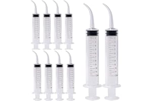 Gebildet 10 Szt. Strzykawka Dentystyczna O Pojemności 12ml Z Zakrzywioną Końcówką Jednorazowa, Stopniowana Strzykawka Do Irygacji Zębów Do Pielęgnacji Jamy Ustnej, Usuwania Kamieni Migdałków