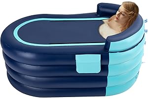 CUTYCATY Aufblasbare Badewanne für Erwachsene Spa-Badewanne Verdickte Badewanne mit Elektrischer Luftpumpe, Faltbare Badewanne für Erwachsene unter 1,8M (Blau)