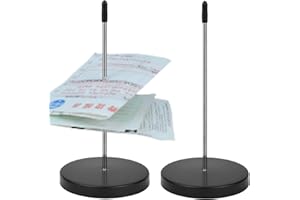 LUXIREMI 2 Pack Ticket Spike, Receipt Spike Holder, Metal Bill Holder, Straight Rod Spike for Restaurant, Kitchen, Office, Hotel (Black)