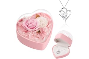BEFERR Mothers Day Eternal Flowers Rose Gifts for Mum Women Grandma Rose Birthday Gifts for Mum-Preserved Real Rose with Necklace Gifts Idea on Mother's Day Thanksgiving Valentine's Day Anniversary Pink