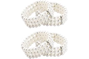 EUPSIIU 4 Pièces 1920 Bracelet de Perles, Bracelet, Bracelet des Perles Blanc, Multicouche Bracelet Chain, Bracelet en Perles Synthétiques pour les Années 20 Accessoire de Style Gatsby (Blanc)