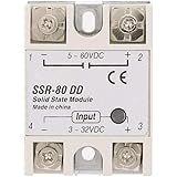 SSR-80DD 3-32VDC to 5-60VDC 80A Output Current DC-AC Solid State Relay SSR Module For Industrial Automation Process (1Pc)