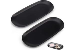 ZARADU Owalna metalowa taca, dekoracyjna taca ze stali nierdzewnej, 2 sztuki, 23 x 9,5 cm, do przechowywania biżuterii, kosmetyków i przekąsek, kolor czarny