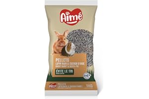 Aimé - Granulés Lapin Nain et Cochon d'Inde 1kg - Repas Complet - Apports Nutritionnels Garantis avec des Granulés Savoureux