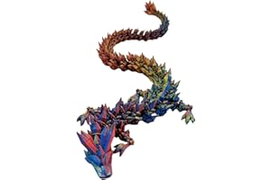 IMAGINE 3D 3D Printed Dragon Articulated Crystal Dragon Flexible ADHD Fidget Toys 3D Aquarium Decoration Autism Toy Toys Desk 3D Printed Fidget Toy 30cm (Red/Yellow/Blue)