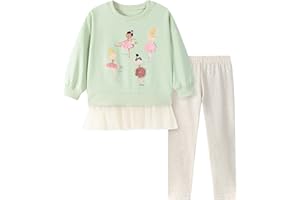 TCWWBB Girls Clothes Set Kids Outfits Toddler Cute Unicorn Bunny Dancing Print Cotton jumper long Sleeve Shirt Dresses Tops Leggings Trousers Pants 2 Piece Clothing Set Age 1-7 Years Old