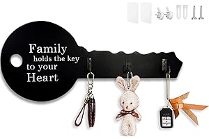 Echehi Geschenk zur Dekoration Zuhauses Schlüsselhalter aus Holz, Selbstklebend oder bohrbar, 3-Wege-Installation, Schlüsselbrett, Schlüsselbretter für Zuhause (Schwarz)