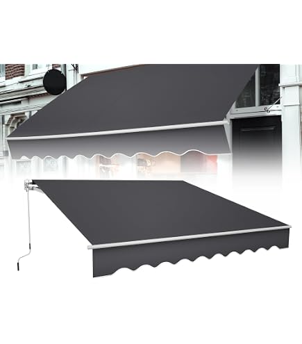 Froadp 250x200cm Gelenkarmmarkise Aluminium Markise Sonnenschutz Abdeckung Klemmarkise wasserdichte Anti-UV Sonnensegel Sichtschutz für Balkon Terrasse (Dunkelgrau)