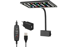 OSATNB Clip auf Full Spectrum Aquarium Licht, 14W Aquarium LED Licht 3 Modes Timer Fisch Tank Licht, 10 einstellbare Helligkeit mit 3 gemischten Farben für tropische Fische, Koralle, Wasserpflanzenwachstum