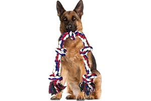 YAUNGEL Dog Toys, 95cm XXL Dog Rope Toys for Aggressive Chewers, Interactive Heavy Duty Dog Toys for Medium Large Dogs, Tough Twisted Rope Toy with 5 Knots