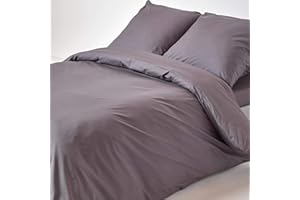 Homescapes 3-teiliges Perkal-Bettwäsche-Set dunkelgrau aus 100% ägyptischer Baumwolle, 1 Bettbezug 240x220 cm & 2 Kissenbezüge 80x80 cm