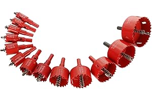 AKOLAFE Holesaw Set 13Piece Metal Hole Saw Sets 18mm to 75mm Hole Saw Drill Bit Holesaw Kit for Plastic, Wood Sheet, Plasterboard, Metal, Iron