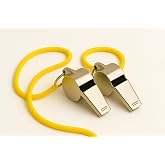 Vios Store Professional Metal Referee and Emergency Whistle &ndash; Loud, Durable Stainless Steel, &ndash; Spo with Yellow Hanger Thread