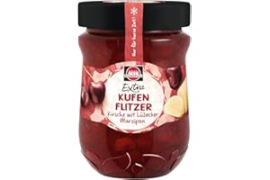 ‎SCHWARTAU Schwartau Extra Kufenflitzer Kirsche mit Lübecker Marzipan | Winterkonfitüre mit Kirschen & feinstem Marzipan | Für ein besinnliches Frühstück & festliche Backideen | Genuss im 340 g Glas