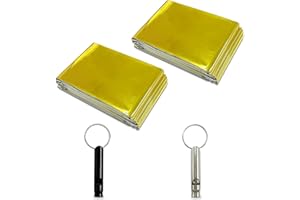 BEIIEB 2 szt. Awaryjny koc survivalowy śpiwór awaryjny ciepły wodoodporny 1,6 x 2,1 m wielokrotnego użytku ciepły koc odpowiedni na kemping na świeżym powietrzu i wędrówki złoty i srebrny dwa kolory i