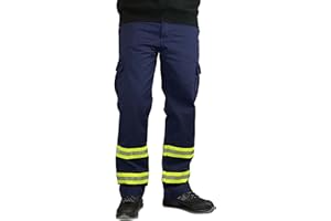 DURUS WORKWEAR Mens Hi Vis Visibility Reflective Cargo Combat Work Trousers