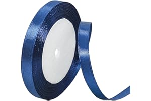 YIRAN Navy Blue Satin Ribbon 10mm, 22M Solid Colors Fabric Navy Blue Ribbon for Crafting, Gift Wrapping, Balloons, DIY Sewing, Hair Bows, Xmas, Valentine, Presents Bouquets Floral Wedding & Cake Decoration