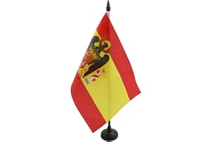 AZ FLAG Bandera de Mesa de ESPAÑA DE Franco 1945-1977 21x14cm - BANDERINA de DESPACHO FRANQUISTA ESPAÑOLA 14 x 21 cm