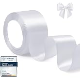White Satin Ribbon 5 cm x 22 m &ndash; Decorative Gift Bows, ihaspoko Shiny Fabric Ribbon for Gifts, Weddings, Crafts and Party Dec