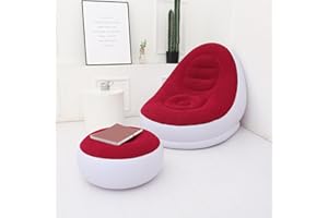 Leapiture Chaise Gonflable Gonflable, Chaise Longue Gonflable avec Pouf pour Le Camping, Les Jeux, la Pause déjeuner, la fête dans Le Jardin, Profitez d'un Bain de Soleil (Rouge)
