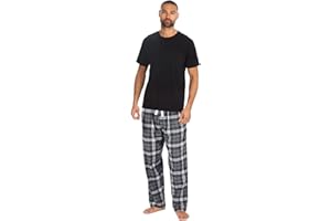 Style It Up Mens Short Sleeve Pyjamas Set Cotton Rich Top Brushed Fleece Bottoms Top Pant PJ Nightwear/Loungewear Set Gift