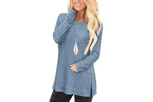 Jescakoo Damen Pullover Herbst Rundhals Langarmshirt Leichtes Oversize Sweatshirt Elegant Winter Strickpullover