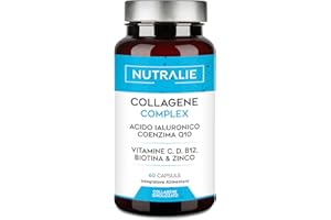 Collagene Acido Ialuronico - Idrolizzato + Biotina + Q10 - Pelle Cartilagine - Vitamina C, D, B12 e Zinco - Collagen Complex - 60 capsule Nutralie