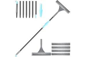 LeKaufen Extendable Window Cleaner, 2 in 1 Window Cleaning Equipment with Telescopic Window Cleaning Poles, Window Squeegee with 4 Microfibre Cloths, Window Cleaning Kit for Cleaning Indoor/Outdoor