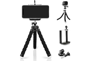 FAEFTY Mini Trépied Flexible, Trépied Portable avec Vis 1/4" pour Smartphone Gopro, Noir