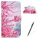 Produktbild Feeltech Hülle für Huawei Y6 II/Honor 5A Weich Magnet PU Brieftasche Elegant Kartenfach Extra Dünn Schutzhülle Bunte ReLife MusterKarte Halterung Klapp Ledertasche - Zwetschge Blüte