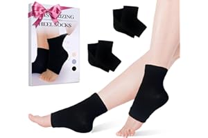 Migliore Wear 2 Pairs Moisturising Socks, Cotton Gel Heel Socks for Cracked Heel, Toe Open Foot Socks with Natural Jojoba & Olive & Vitamin for Dry Feet, Both Women Men