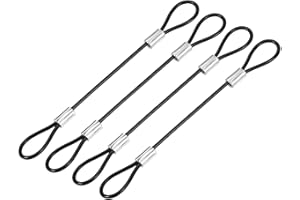 YOKIVE 4 Pcs Safety Cable Locks, Stainless Steel Security Wire Ropes with Double Loop | Great for Homes Doors Fences (Black, 5-Inch, 2mm Dia)