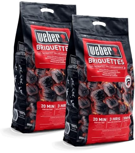 Carbón De Cáscara De Coco Weber – 4 Kg, 100% Natural, Brasas Largas Y Constantes Para Barbacoa