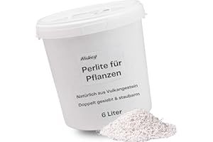 hubey Perlite für Pflanzen - Drainagelage - Sauerstoffspeicher, Feuchtigkeitsspeicher - Bodenverbesserer, staubarm (6 Liter)