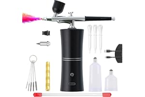 SONGYUKA Airbrush Kit with Compressor, Airbrush Compressor Rechargeable Upgraded 1200Amh 32PSI with 0.3mm Nozzle and Air Brush Kit for Painting,Nail Art,Tattoo,Cleaner Set(black2)