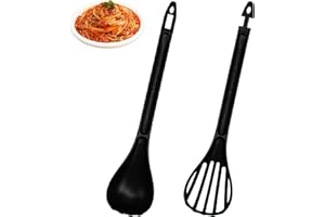 ADERTOS 2 en 1 Cuchara de Pasta de PP, Cubiertos para Ensalada de Dos Piezas, Cuchara para Espaguetis 28.7 cm de Largo, Tenedores Grandes de Pasta para Huevos, Fideos, Pan, Verduras