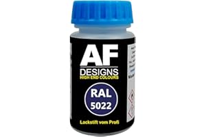 Alex Flittner Designs Lacca Pennello Ral All Farbcodes Opaco 50 ml Asciugatura Rapida Vernice Tupflack Reperaturstift - RAL5022 Blu Notte Opaco