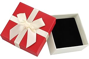 CIJIAINIENG Jewellery Gift Box, Paper Jewelry Box White Ribbon Bow Square Cardboard Case with Lids Small Paper Boxes for Jewelry Display Necklace Bracelet Earrings Ring Gift Packing Presents, Red