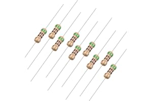 sourcing map 100pcs Resistencias de Película de Carbón de Cable axial de 510 ohmios 0,25W 5% Tolerancias Bandas de 4 colores