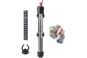 HITOP HP-608 100W Submersible and Adjustable Aquarium Heater With Thermometer and Suction Cups