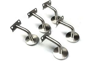 NICCOO 5 x supporti per corrimano in acciaio inox con rosetta di copertura, supporto per corrimano a 90°, supporto da parete in acciaio inox 304, per ringhiere, corrimano, tubo, scale, tubi lunghi