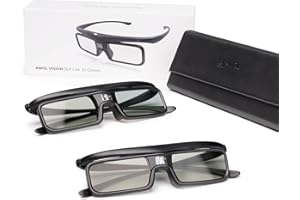AWOL VISION DLP Link 3D Glasses, occhiali ricaricabili con otturatore attivo compatibili con AWOL VISION LTV-2500, LTV-3500, Vanish TV e altri proiettori DLP-Link 3D (Nero 2PCS)