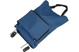 ‎PONGNAS Składany Wózek na Zakupy z Kółkami Torba Wielokrotnego Użytku na Wózek Torba na Zakupy o Dużej Pojemności Oxford z Uchwytem (Fioletowo Niebieski)